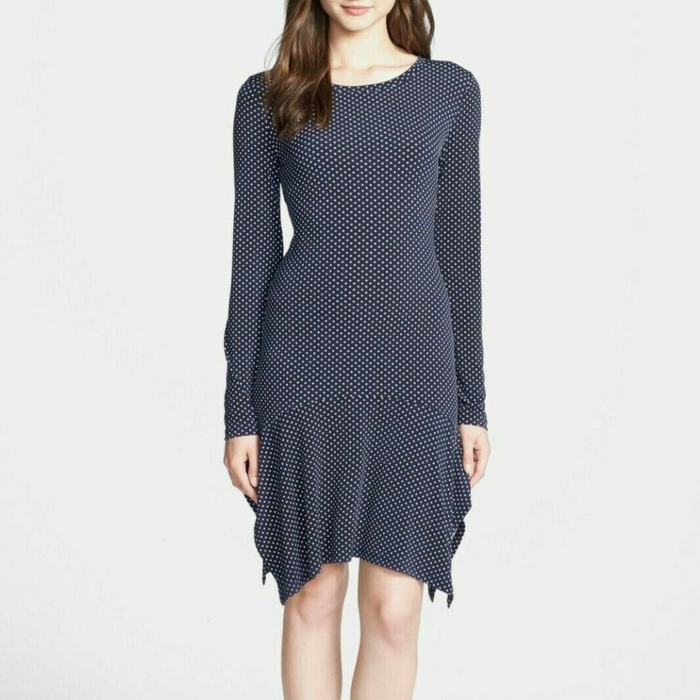 Michael Kors Adriatic Navy Polka-Dot Matte-Jersey Dress